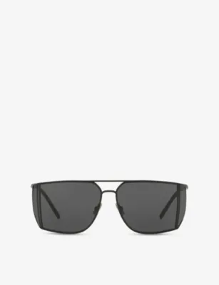 SAINT LAURENT SL 750 Rectangular-Frame Metal Sunglasses in BLACK – Mens | Sunglasses | Rectangle