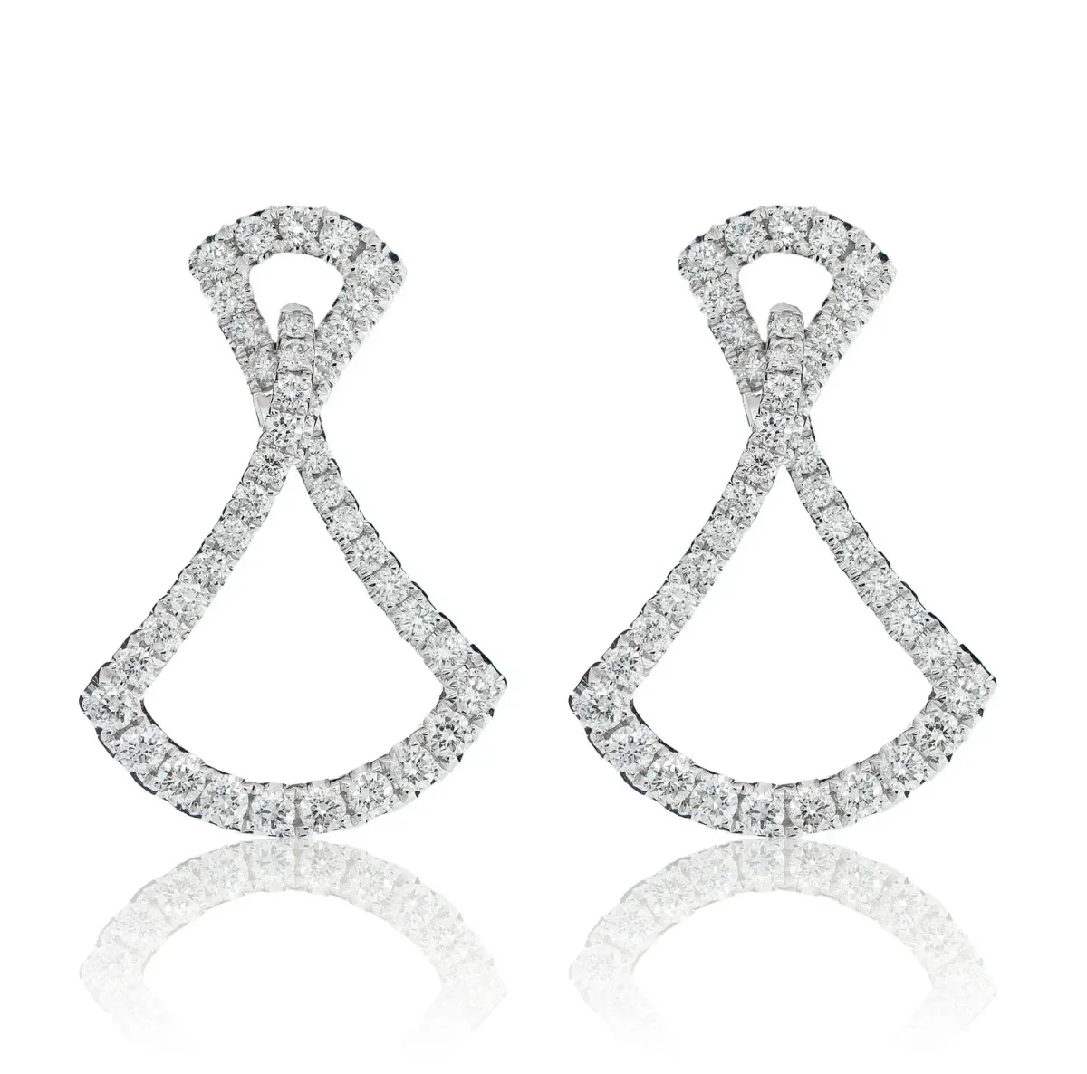 For Him One Row Chevron Diamond Hoop Earrings in White Gold / Natural Diamond – Earring