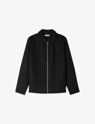 SANDRO Relaxed-Fit Zip-Up Woven Shirt - ALUMINUM detail 2