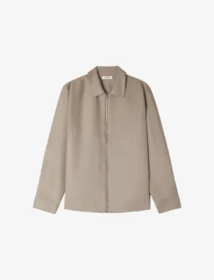 SANDRO Relaxed-Fit Zip-Up Woven Shirt - ALUMINUM