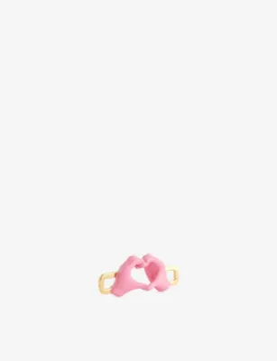 POUBEL Heart Hands 14ct Gold-Plated Sterling-Silver and Enamel Charm detail 2
