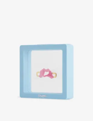 POUBEL Heart Hands 14ct Gold-Plated Sterling-Silver and Enamel Charm detail 3