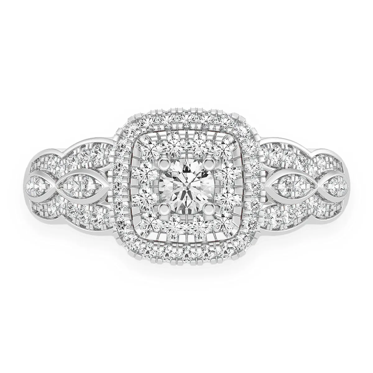 For Him Triple Layer Square Halo Diamond Ring in Rose Gold / VS / Natural Diamond – Ring