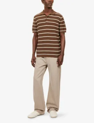 SIMKHAI Calum Striped Bouclé Cotton and Silk-Blend Polo Shirt detail 2