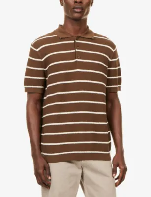 SIMKHAI Calum Striped Bouclé Cotton and Silk-Blend Polo Shirt detail 3