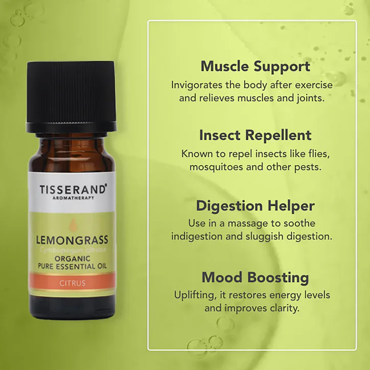 Tisserand Lemongrass Organic Pure Essential Oil 9ml detail 3