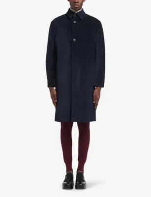 PRADA Pinstriped collared corduroy coat in NAVY, additional product view 2