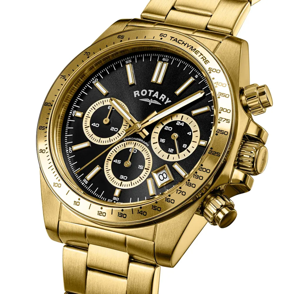 Rotary Sport Chronograph Gold PVD Black 41mm Mens Watch in Black, additional product view 2
