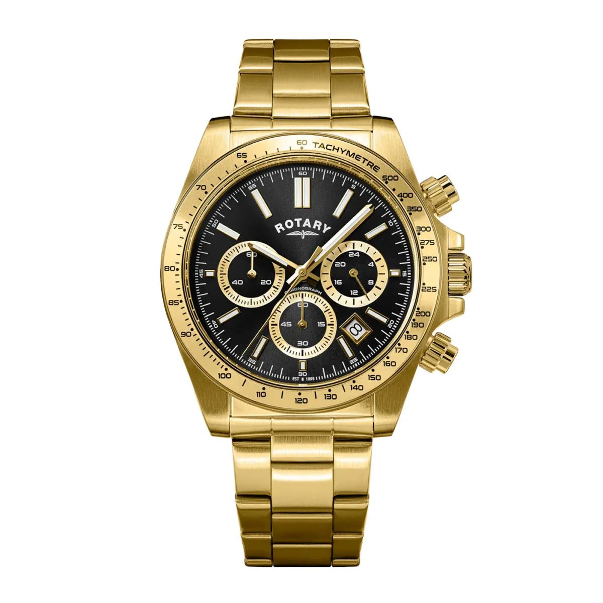 Rotary Sport Chronograph Gold PVD Black 41mm Mens Watch