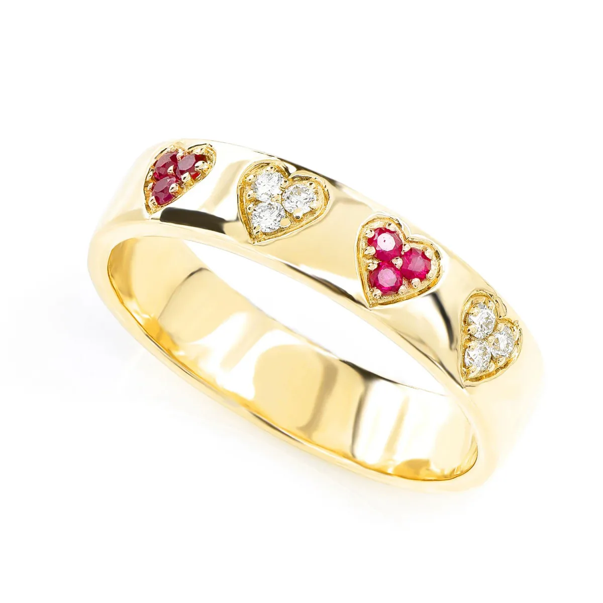 For Him Ruby and Diamond Cluster Heart Band Ring in Rose Gold / Lab Grown Diamond – Ring