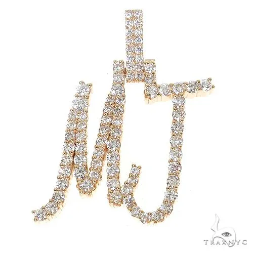 RINA - For Him CUSTOM Custom Made Diamond "MJ" Diamond Name Pendant 67500 in Rose Gold – Pendant