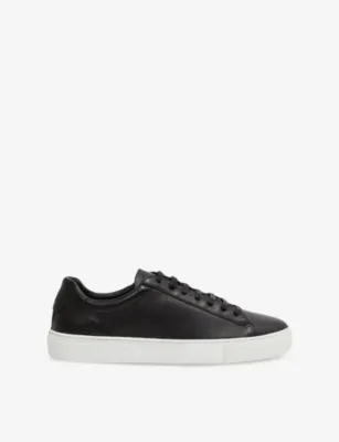 REISS Finley Leather Low-Top Trainers - BLACK - EUR 47 / 13 UK MEN in BLACK – Mens | Trainers | Lace up trainers