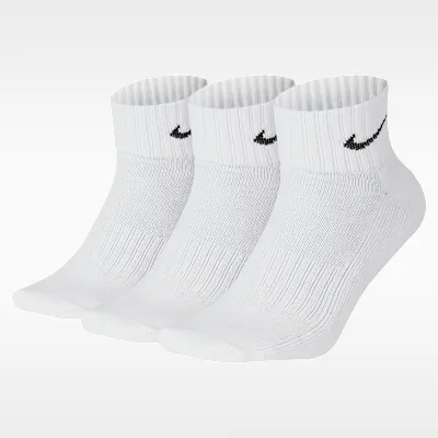 Nike Cushioned Ankle Socks (3 Pairs) - White/Black in White/Black – Nike men's and unisex