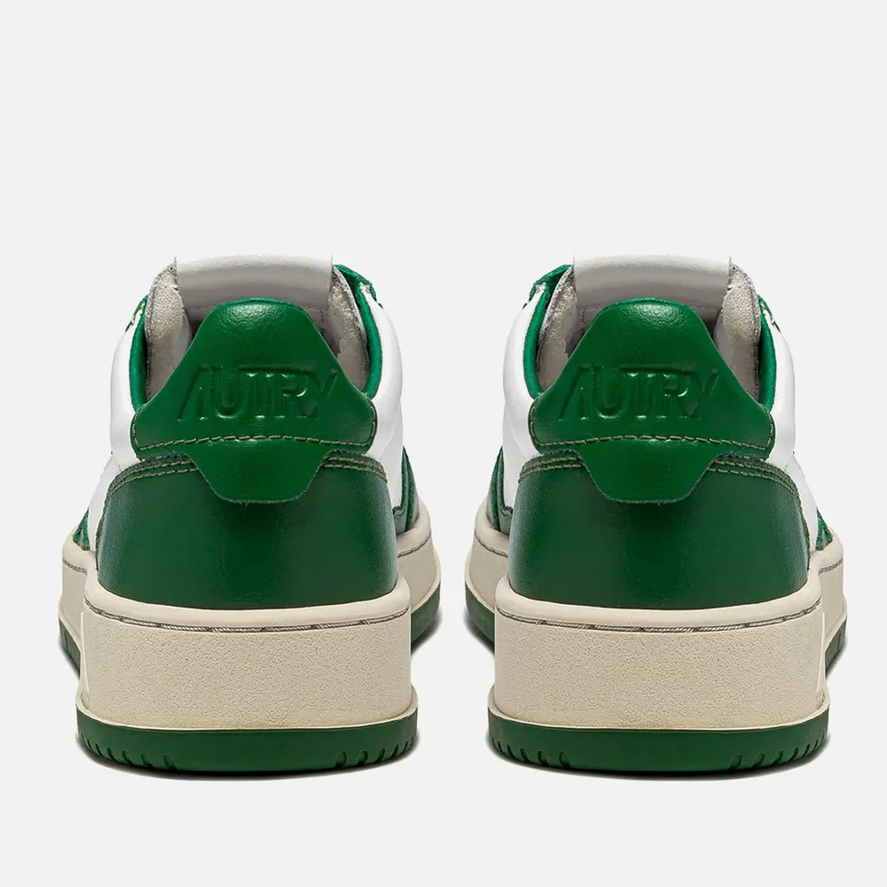 Autry Bicolour Leather Court Trainers in White Green, additional product view 3