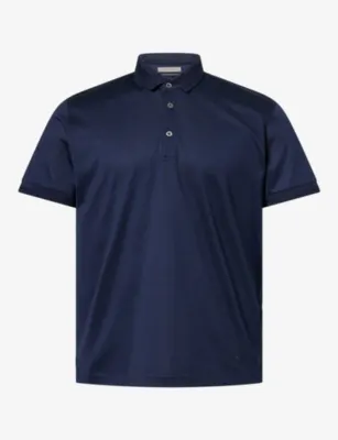 CORNELIANI Knitted-Collar Mercerized Cotton Polo T-Shirt