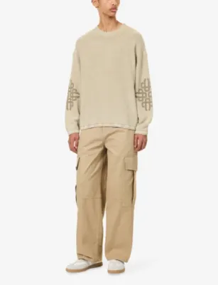 THE COUTURE CLUB Washed Emblem Cotton-Knit Jumper detail 2