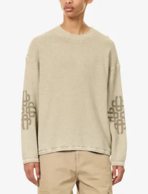 THE COUTURE CLUB Washed Emblem Cotton-Knit Jumper detail 3