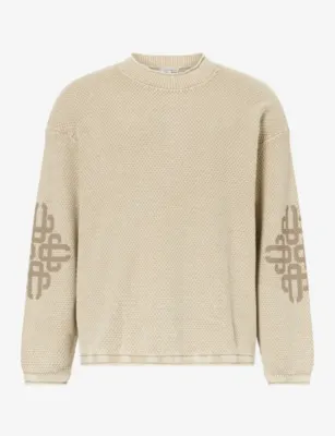 THE COUTURE CLUB Washed Emblem Cotton-Knit Jumper