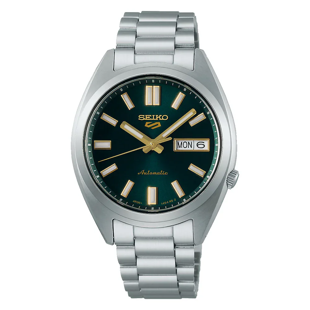 Seiko 5 Sports 5 Sports SNXS Vintage Gold Collection 37.5mm Mens Watch Green Tie