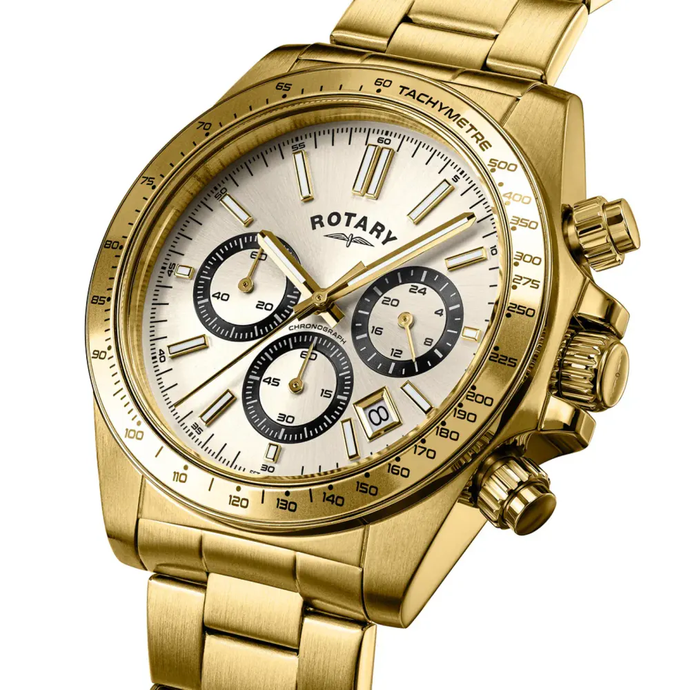 Rotary Sport Chronograph Gold PVD White 41mm Mens Watch in White, additional product view 2