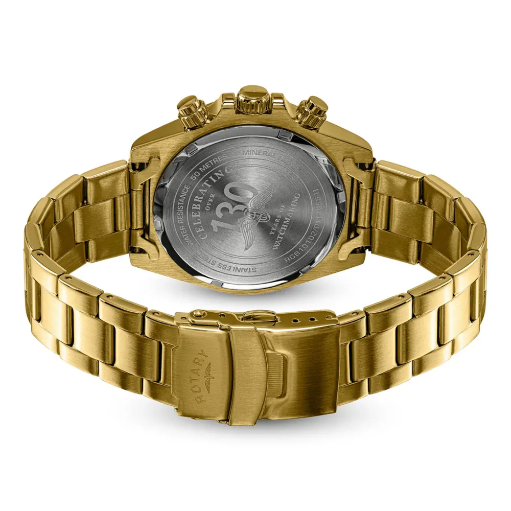 Rotary Sport Chronograph Gold PVD White 41mm Mens Watch in White, additional product view 3