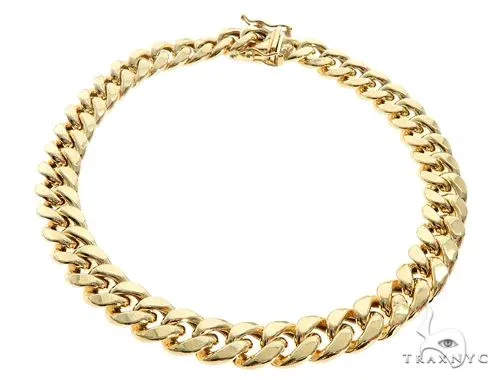 JALGAS - ROYAL CHAIN GROUP Miami Cuban Link Bracelet Hollow 8.5 Inches 7.5mm 64810 in Yellow – Bracelet