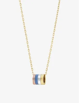 BOUCHERON Quatre Blue Edition 18ct rose-gold, yellow-gold, white-gold, ceramic and 0.01ct diamond pendant necklace