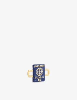 POUBEL Passport 14ct Gold-Plated Sterling-Silver Enamelled Charm detail 2