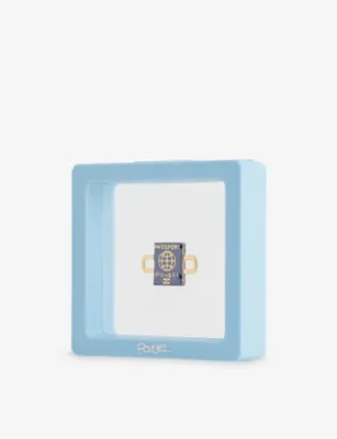 POUBEL Passport 14ct Gold-Plated Sterling-Silver Enamelled Charm detail 3