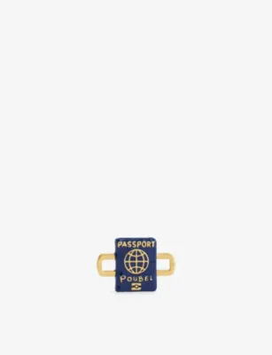 POUBEL Passport 14ct Gold-Plated Sterling-Silver Enamelled Charm