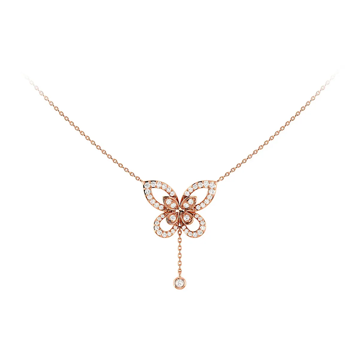 For Him Butterfly Diamond Necklace in Rose Gold / 18" / Natural Diamond – Necklace
