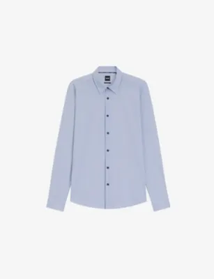 BOSS Printed Slim-Fit Woven Shirt in Light/Pastel Blue – Mens | Shirts | Casual Shirts | Long-sleeved