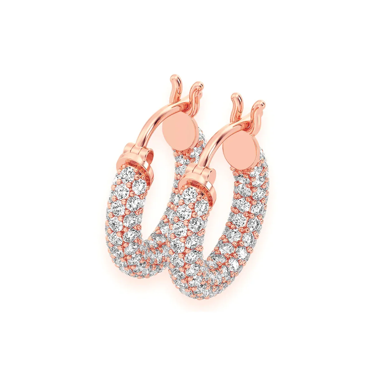 For Him Bubbly Eternity Diamond Hoops in 2.00ctw / Rose Gold / Natural Diamond – Earring