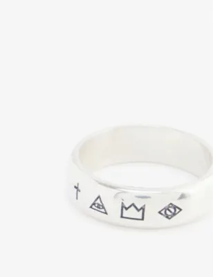 SERGE DENIMES 4 Symbols sterling-silver ring - N detail 2