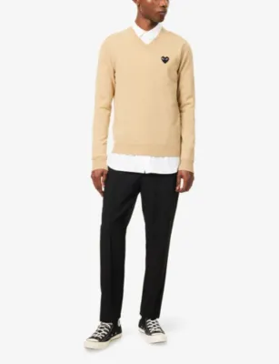 COMME DES GARCONS PLAY Heart-Appliqué Crewneck Wool Knitted Jumper detail 2