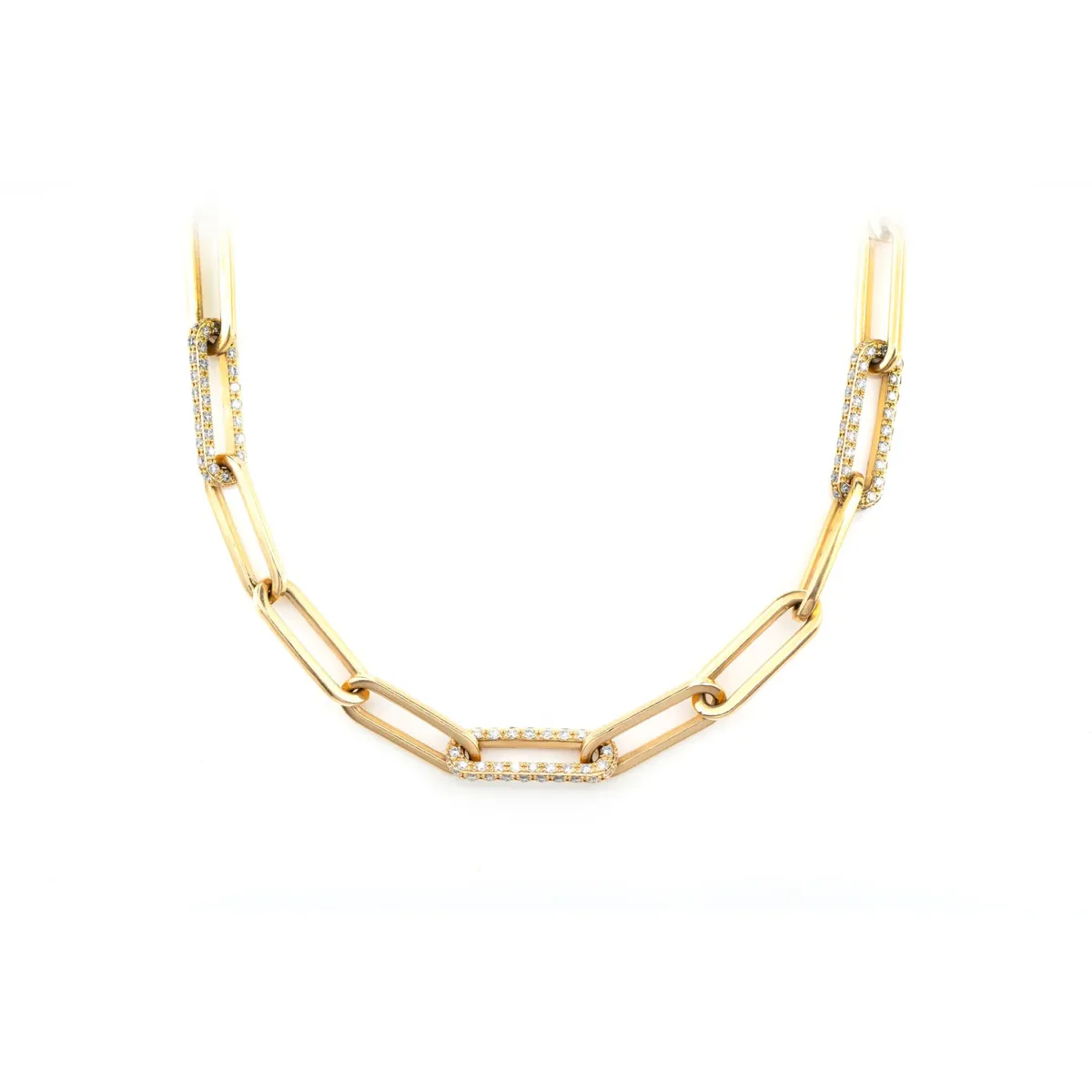 For Him Alternating Elongated Diamond Rolo Link 17.5in Necklace in Rose Gold / 16" / VS – Necklace