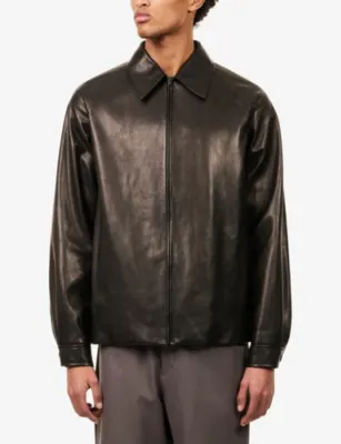 THE ROW Mount Raglan-Sleeve Leather Jacket detail 3