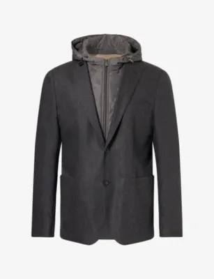 CORNELIANI Hooded Cashmere-Flannel and Wool Jacket