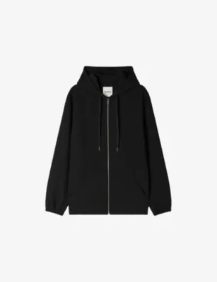 SANDRO Zip Tech-Knit Jersey Hoody - NAVY BLUE