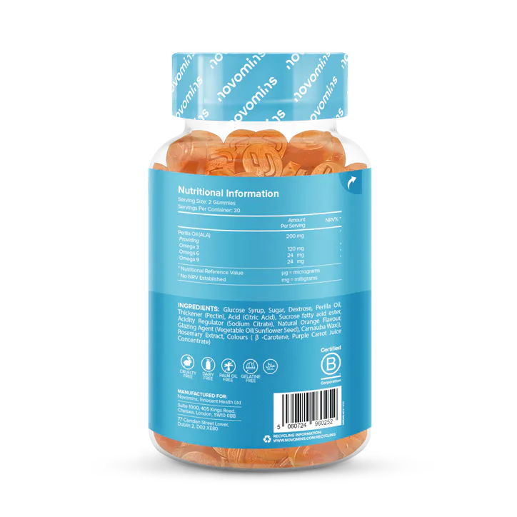 Novomins Vegan Omega 3-6-9 Orange Flavoured 60 Gummies detail 3