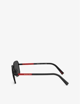 PRADA LINEA ROSSA PR A51S square-frame metal sunglasses detail 3