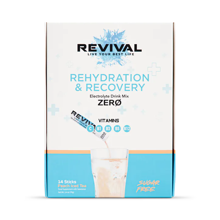 REVIVAL Rehydration & Recovery ZERO - Peach Iced Tea 14 pack detail 2