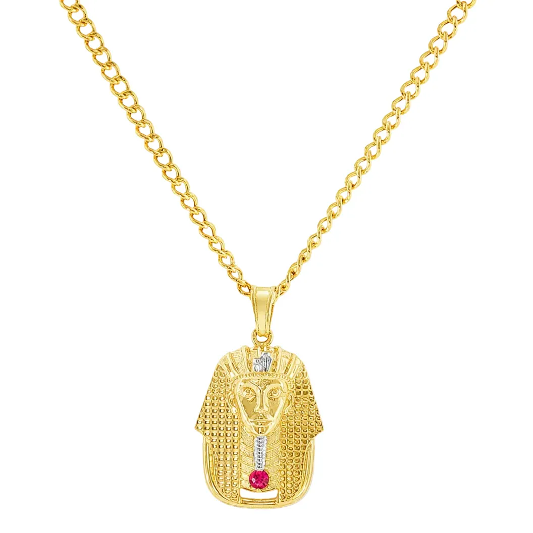 MARYAM - For Him SILVER Small Pharaoh Pendant & Cuban Chain Set 56886 in 18 Inches – Pendant Set