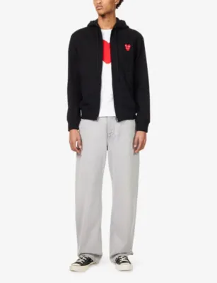 COMME DES GARCONS PLAY Double-Heart Embroidered Cotton Hoody detail 2