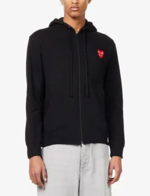 COMME DES GARCONS PLAY Double-Heart Embroidered Cotton Hoody detail 3