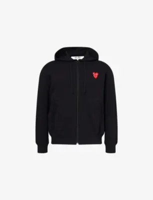 COMME DES GARCONS PLAY Double-Heart Embroidered Cotton Hoody