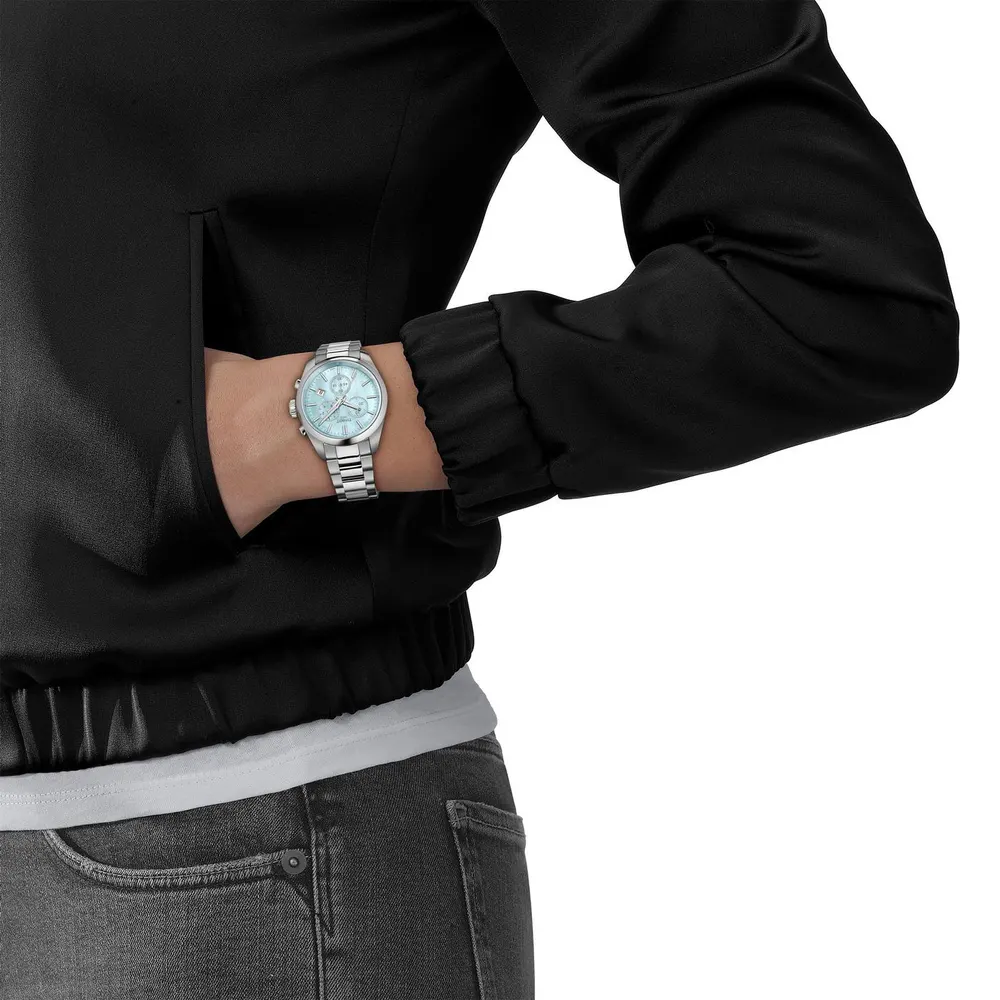 Tissot Men's PR100 Chronograph Watch in Blue/Steel, additional product view 2