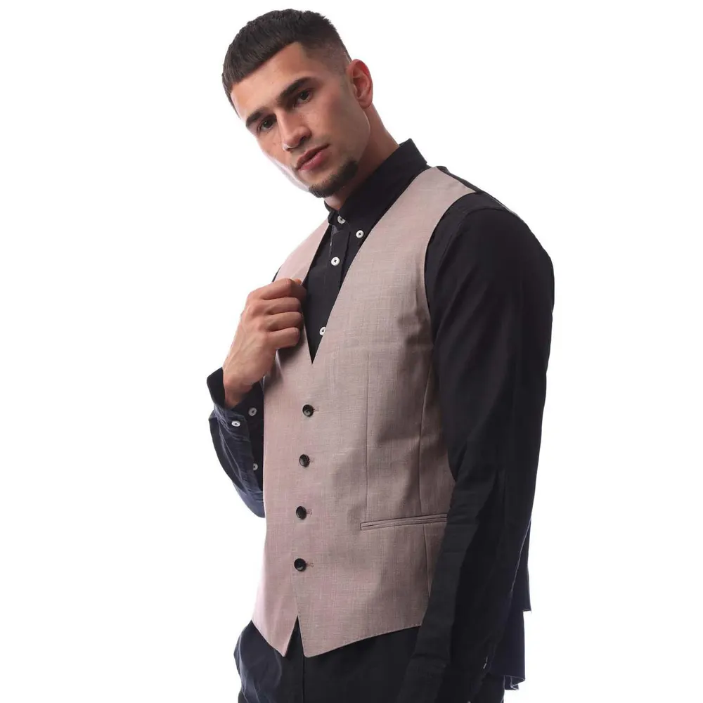 Boss Men's Huge Waistcoat in Pink, additional product view 3