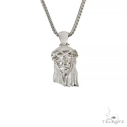 MARYAM - For Him SILVER .925 Silver Diamond Jesus Pendant With Franco Chain Set 67424 in 24 Inches – Pendant Set