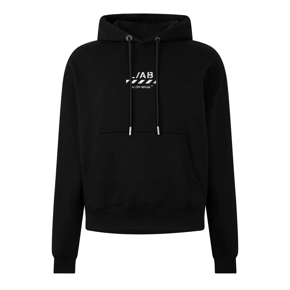 L AB Off White Men's Off Diag Cotton Over the Head Oversized-Fit Hoodie